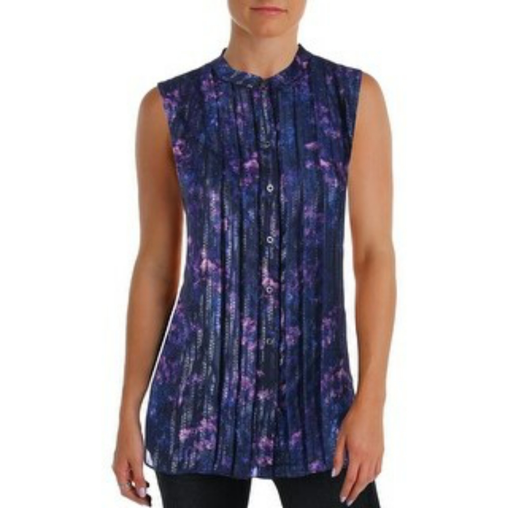 Nwt - Tahari sleveless metallic blouse S-M-L-$128